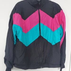 Vibrant Women's Ski Jacket - Black, Pink, and Blue
